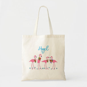 Navy Blue Personalised Flamingo Tote Bag