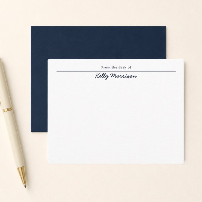 Navy Blue Personalised From the Desk Of Card (Creator Uploaded)
