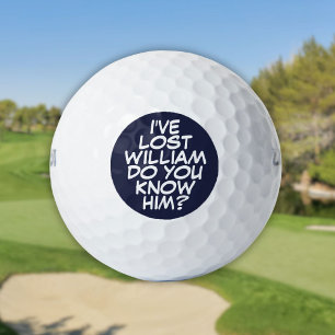 Navy Blue Personalised Funny Comic Book Lost Golf Balls