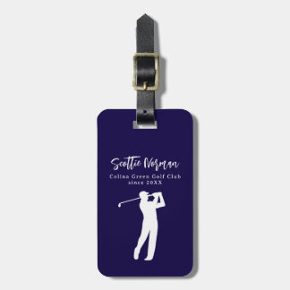 Navy Blue Personalised Golfer Name Luggage Tag