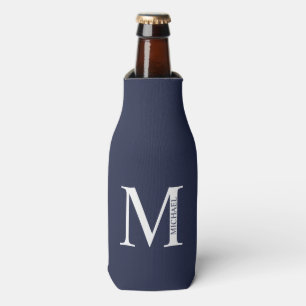 Navy Blue Personalised Monogram and Name Bottle Cooler