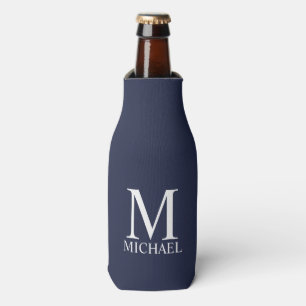 Navy Blue Personalised Monogram and Name Bottle Cooler