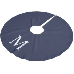 Navy Blue Personalised Monogram and Name Brushed Polyester Tree Skirt