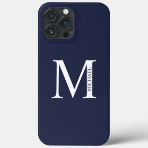 Navy Blue Personalised Monogram and Name iPhone 13 Pro Max Case