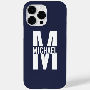 Navy Blue Personalised Monogram and Name Case-Mate iPhone 14 Pro Max Case