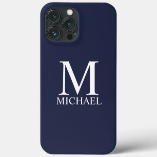 Navy Blue Personalised Monogram and Name  iPhone 13 Pro Max Case