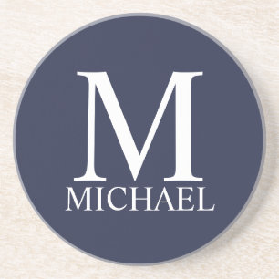 Navy Blue Personalised Monogram and Name Coaster