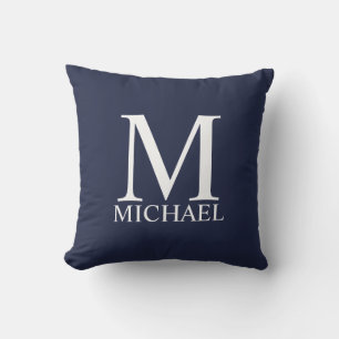 Navy Blue Personalised Monogram and Name Cushion