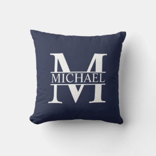 Navy Blue Personalised Monogram and Name Cushion