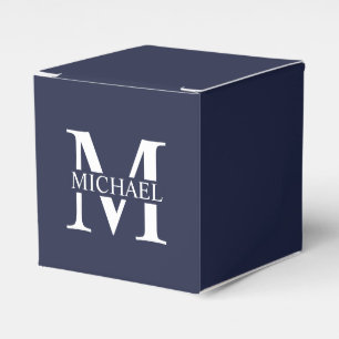 Navy Blue Personalised Monogram and Name Favour Box