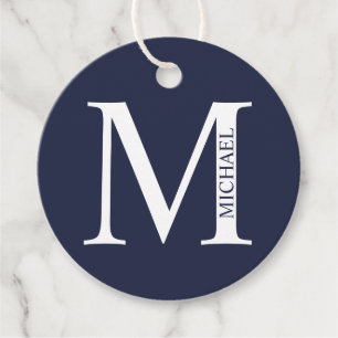 Navy Blue Personalised Monogram and Name Favour Tags