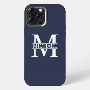 Navy Blue Personalised Monogram and Name iPhone 13 Pro Max Case