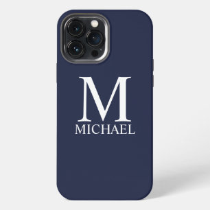 Navy Blue Personalised Monogram and Name iPhone 13 Pro Max Case