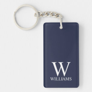 Navy Blue Personalised Monogram and Name Key Ring