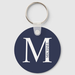 Navy Blue Personalised Monogram and Name Keychain