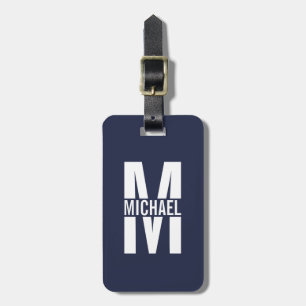 Navy Blue Personalised Monogram and Name Luggage Tag