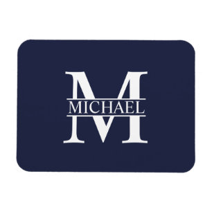 Navy Blue Personalised Monogram and Name Magnet