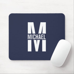 Navy Blue Personalised Monogram and Name Mouse Pad