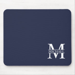 Navy Blue Personalised Monogram and Name Mouse Pad