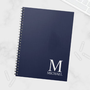 Navy Blue Personalised Monogram and Name Notebook