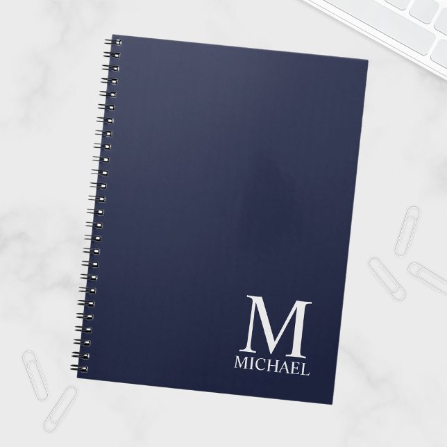Navy Blue Personalised Monogram and Name Notebook (Creator Uploaded)