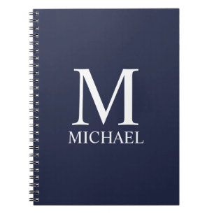 Navy Blue Personalised Monogram and Name Notebook
