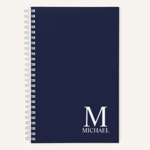 Navy Blue Personalised Monogram and Name Notebook