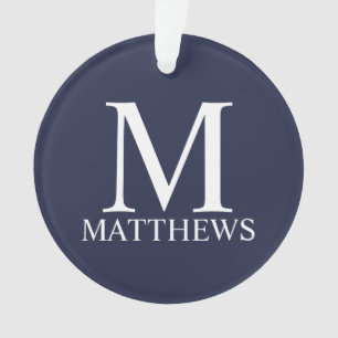 Navy Blue  Personalised Monogram and Name Ornament