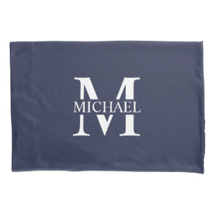 Navy Blue Personalised Monogram and Name Pillowcase