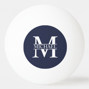 Navy Blue Personalised Monogram and Name Ping Pong Ball