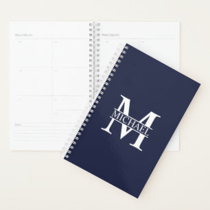 Navy Blue Personalised Monogram and Name Planner
