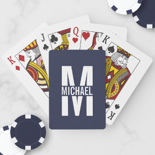 Navy Blue Personalised Monogram and Name Playing Cards