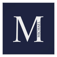 Navy Blue Personalised Monogram and Name