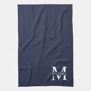 Navy Blue Personalised Monogram and Name Tea Towel