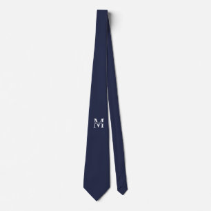 Navy Blue Personalised Monogram and Name Tie