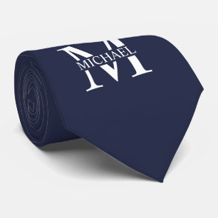 Navy Blue Personalised Monogram and Name Tie