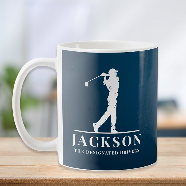 Navy Blue Personalised Monogram Golfer Coffee Mug (Creator Uploaded)