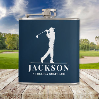 Navy Blue Personalised Monogram Golfer Hip Flask