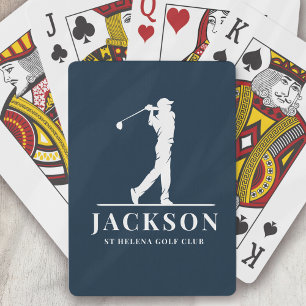Navy Blue Personalised Monogram Golfer Playing Cards