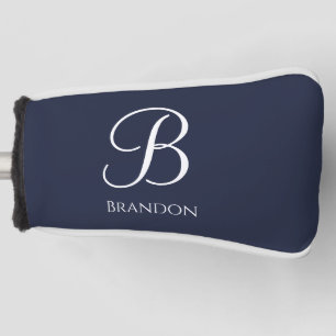 Navy Blue Personalised Name and Monogram Golf Head Cover