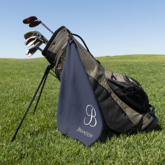 Navy Blue Personalised Name and Monogram Golf Towel