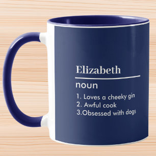 Navy Blue Personalised Name Definition Mug