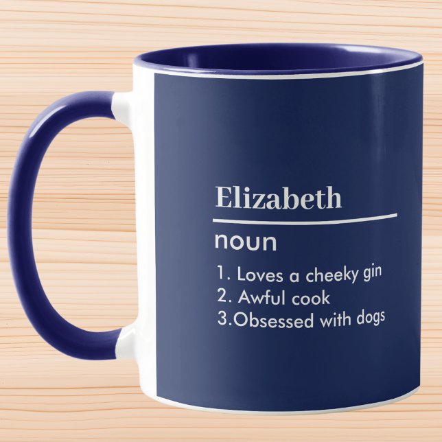 Navy Blue Personalised Name Definition Mug (Creator Uploaded)