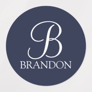 Navy Blue Personalised Script Monogram and Name
