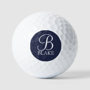 Navy Blue Personalised Script Monogram and Name Golf Balls