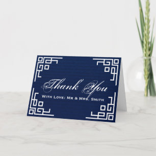 Navy Blue Personalised Swirl Border Thank You