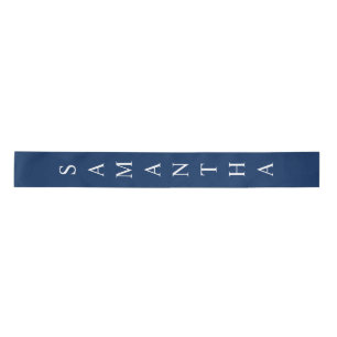 Navy Blue  Personalised Vertical Name  Satin Ribbon