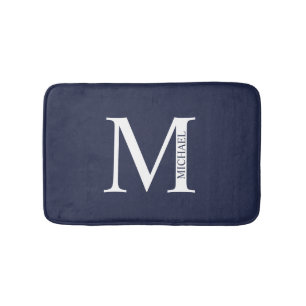 Navy Blue Personalized Monogram and Name Bath Mat