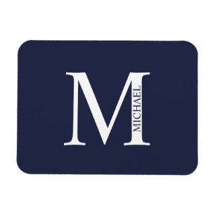 Navy Blue Personalized Monogram and Name Magnet
