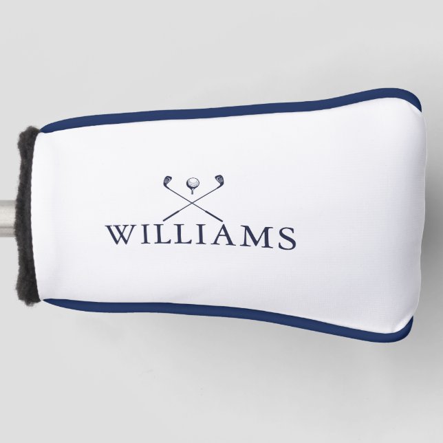 Navy Blue Personalized Name Golf Clubs Golf Head Cover (Front)